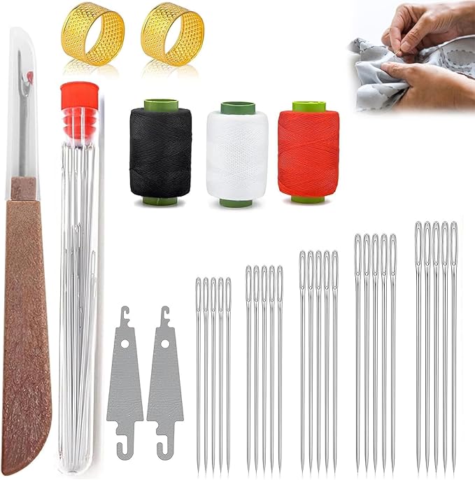 37pcs Sewing Tool Set, Steel Sewing Needle Kit, Threader and Needle Repair Kit Needle Threaders for Hand Sewing (37PC)