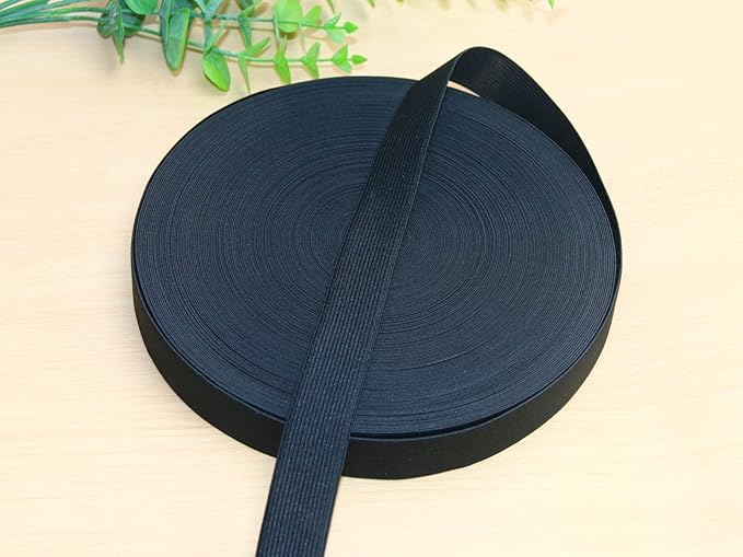 Black Wide Knit Elastic Band For Sewing 40 Yards 1-inch 25mm Flat Heavy Stretchy Elastic Straps Elastic Band Spool for DIY Craft-Bedspread-Clothing-Pants Waistband-Wigs-Skirts- DIY Projects