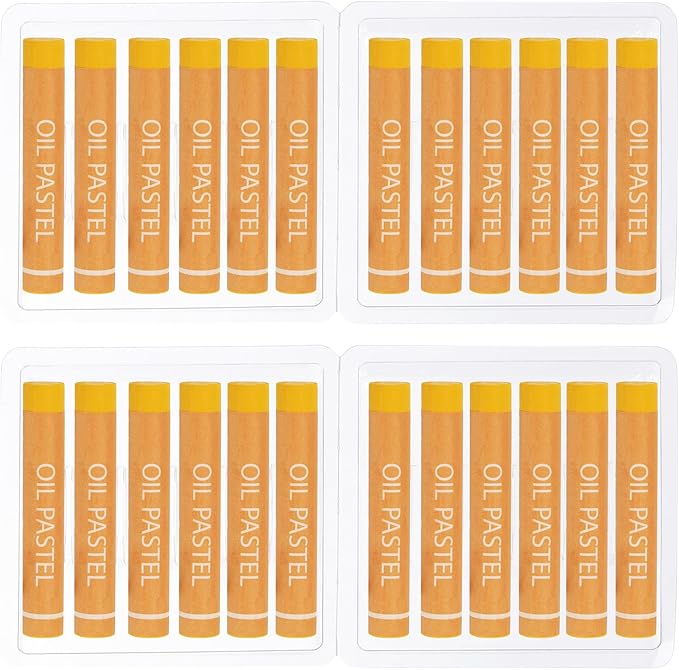 PATIKIL Chrome Yellow Oil Pastels, 24Pcs Soft Oil Crayons Creamy Pastels Stick Art Supplies for Art Painting Drawing Blending Graffiti for Artists Beginners