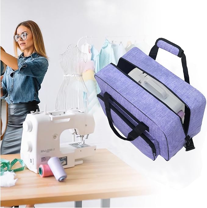 Sewing Machine Carrying Case，Sewing Machine Carrying Case Tote Bag，Universal Tote Storage Bag with Pockets and Handles, Suitable for Most Standard Singer, Janome (PURPLE)