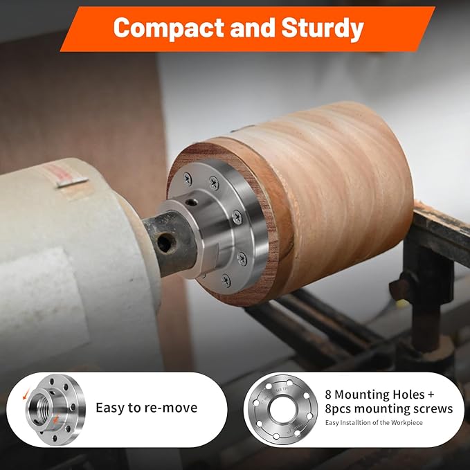 3" Wood Lathe Steel Faceplate,Faceplate for Wood Lathe,Lathe Face Plate Fit for 1-1/4" x 8TPI Spindle