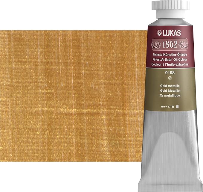 Lukas 1862 Professional German Oil Paint, Gold Metallic 37 mL - w/Beeswax & Non-Yellowing Sunflower Oil, Short Drying Time, Smooth, Outstanding Lightfastness