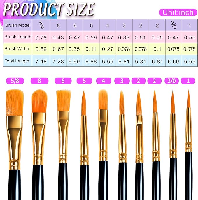 FANDAMEI Round Paint Tray Palettes and Paint Brushes Set, Paintbrushes, 3 PCS Plastic Paint Palettes Pallets, 10 PCS Acrylic Paint Brushes, Nylon Hair Painting Brushes, for Acrylic Oil Watercolor