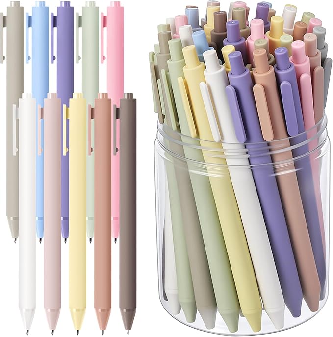Crtiin 100 Pcs Gel Ink Pens Bulk, Black Ink 0.5mm Fine Point Retractable Pen Smooth Writing Office Supplies for Teacher Server Nurse Christmas Charity Donation Valentine (Pastel Colors)