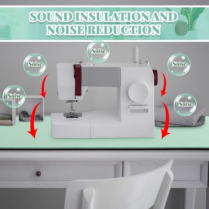 2 Pcs Sewing Machine Muffling Mat Pedal Sewing Mat Reduce Vibrations Noise No Slip Machine Accessories for Quilting(17'' X 36'' and 9'' X 14'',Green)