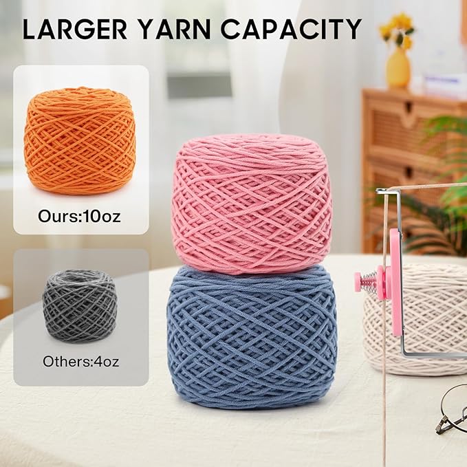Electric Yarn Winder, 2025 Upgrade High-Speed Automatic Yarn Ball Winder with 3 Adjustable Gears, 4-10oz Large Capacity Yarn Spinner for Knitting & Crocheting, Pink Gift for Craft Lovers