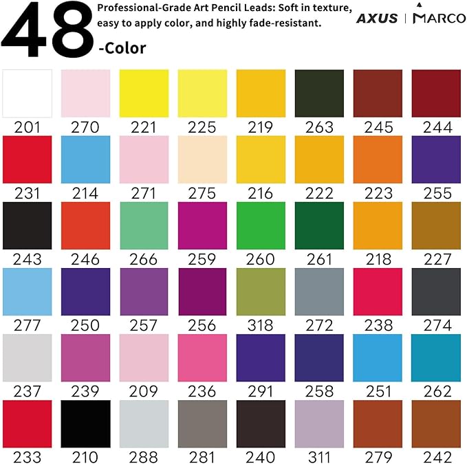 Oil-based Colored Pencils Set for Adult Professional Coloring 3.7mm Thick Core Unbreakable Great Color Rendering Iron Box Packed For Artists & Art Lovers (Renoir 3100 Series-48 Colors)