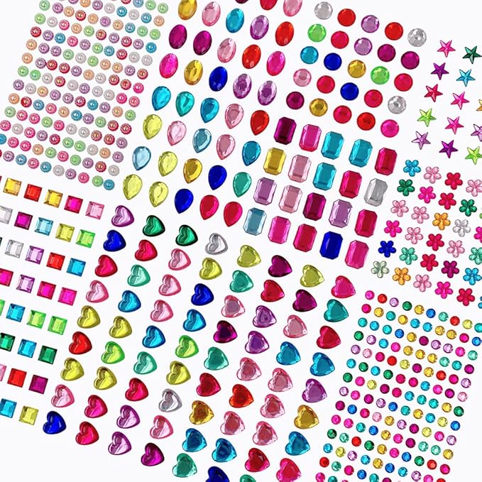 586pcs Jewels Stickers Gem Stickers Rhinestone for Crafts Sticker Gems Self Adhesive Bling Jewels