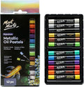 Mont Marte Metallic Oil Pastels Signature 12pc, Assorted Metallic Colors, Vibrant and Buttery, Versatile Art Pastels for Blending, Layering & Shading, Ideal for Art, Craft, Coloring and Sketching