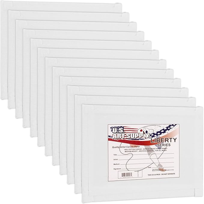 US Art Supply 4 X 6 inch Professional Artist Quality Acid Free Canvas Panel Boards for Painting 12-Pack (1 Full Case of 12 Single Canvas Board Panels)