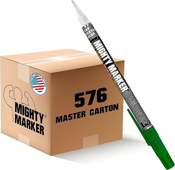 PM-92 Extra Fine Paint Markers, 1.0mm Tip, Xylene Based, Valve Action, Weather Resistant, For Welding Fabrication Electrical, Manufactured in USA, 576PCS/ Master Case (Green)