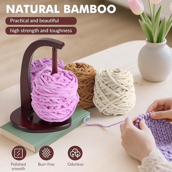 BFAZKXY Magnetic Yarn Holder for Crocheting and Knitting, Love Wooden Yarn Ball Holder Spinner for Crochet Gifts for Crochet Knitting Lovers