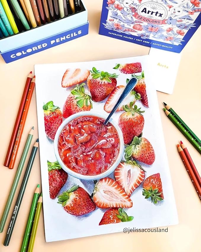 Arrtx 72 Colored Pencils for Adult Coloring Drawing Blending Shading Sketching Painting, Soft Core Coloring Pencils Art Craft Supplies, Premium Color Pencils Set for Artists Adults