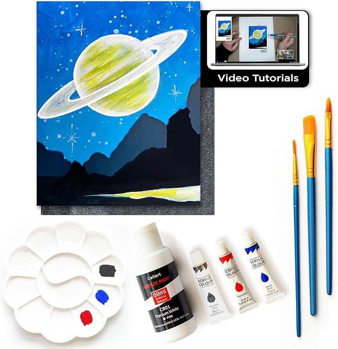 Painting4Real DIY Art Painting Kit for Adults – Learn to Paint Cosmic Tranquility with Video Tutorials – 9 Pieces Acrylic Paint Set for Adults –Perfect Christmas Crafts & Holiday Gifts for Art Lovers