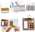 Mini Watercolor Paint Set, 2026 New Mini Watercolor Travel Set with Picture Book, Wooden Paint Palette for Painters, Artists, and Students (8 Grids)