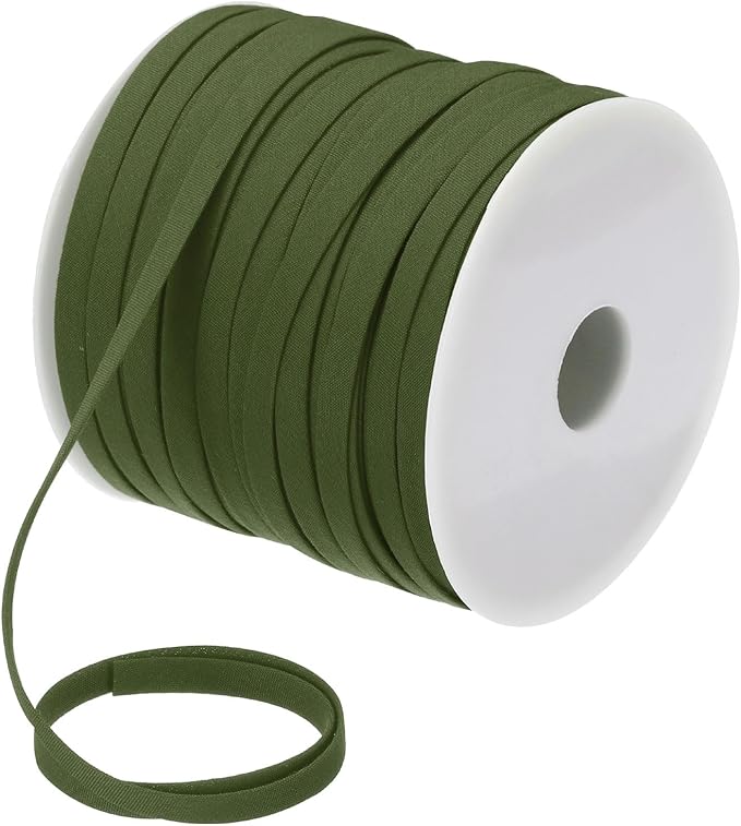 MECCANIXITY 1/4 Inch Double Fold Bias Tape Polyester Continuous Bulk Bias Tape for Sewing,Seaming Quilting Hemming Binding Crafts (Dark Green 55 Yards)