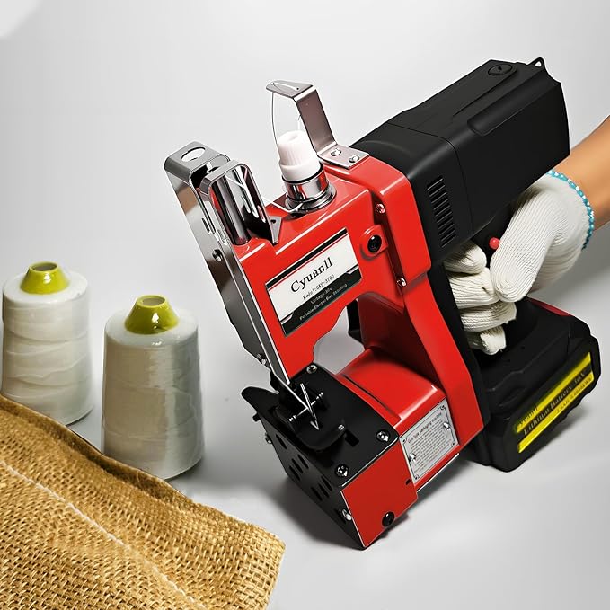 Bag Sewing Machine-Portable Battery Handheld Cordless Bag Sewing Machine,Automatic Bag Stitcher With Thread for Burlap Sack, Canvas,Feed Sacks,Rice Bags,Jute Bags,Seed Bags(Machine+1 battery)-Red