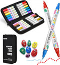 12 Colors Acrylic Paint Pens, Dual Tip Acrylic Paint Markers for Paper, Wood, Canvas, Stone, Rock Painting, Glass, Fabric, DIY, Ceramic, Art Supplies for Adults Drawing (Dot + Fine)