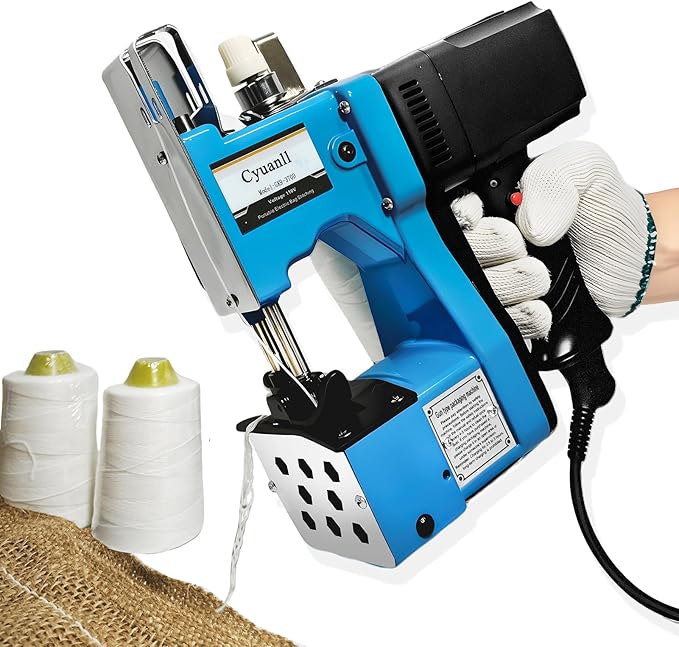 Mini Bag Closing Machine-Electric Portable Bag Sewing Machine 2s/bag,Bag Closer Automatic Woven Bag Sewer Packing Machine for Burlap PP Woven Kraft Paper Bag Feed Sacks Rice Bags Seed Bags-Blue