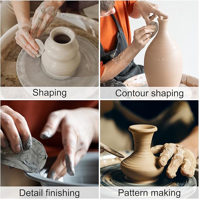 HARFINGTON 2pcs Pottery Ribs Trimming Tools Beech Pottery Profile Foot Big Wave Shaper Design Texture Rib Beech Wood for Carving Ceramics Clay