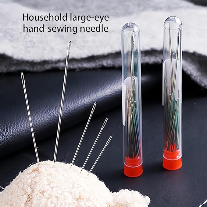 Big Eye Steel Sewing-Needles Kit, 2025 New Stainless Steel-Needles for Hand Sewing, Handmade Quilting for DIY-Craft Lovers