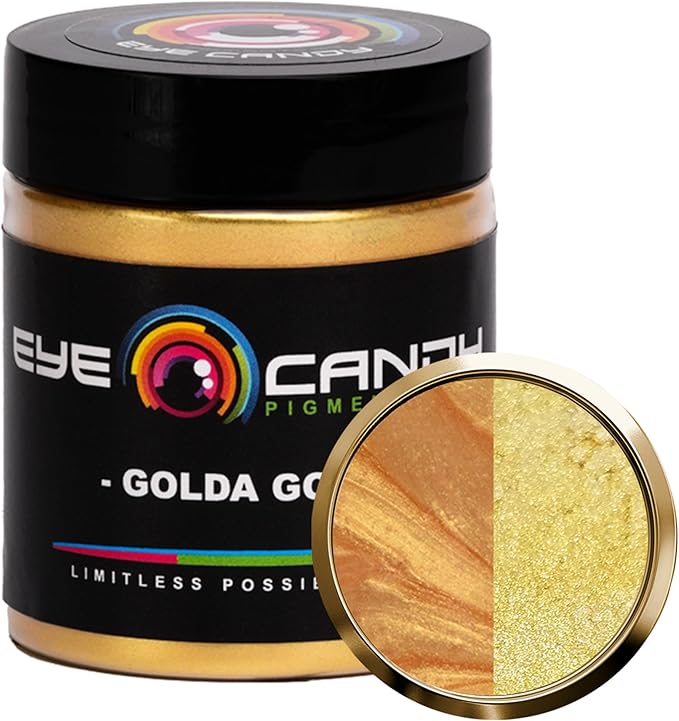 Eye Candy Pigments Premium Gold Mica Powder - Golda Gold (25gr) - for Epoxy, Resin, Soap, Paint, Woodworking, Acrylic Pouring, Bath Bombs, Fishing Lures - DIY Arts and Crafts Additive
