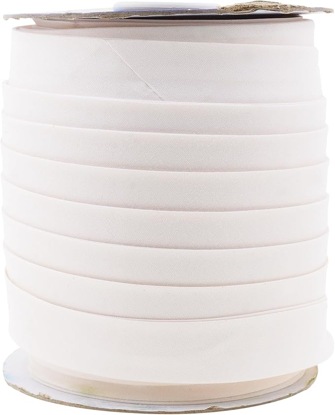 Mandala Crafts 55 Yards 1 Inch Ivory Double Fold Bias Tape for Sewing - Bias Binding Tape for Quilting Binding, Hemming, Seam, and Fabric Piping