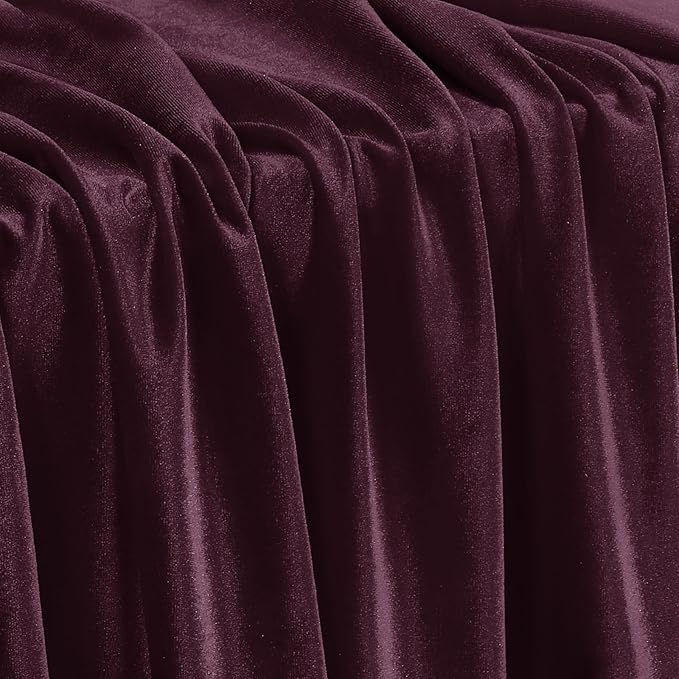 KKJIAF Grape Purple Stretch Velvet Fabric 60 Inch Wide, 2 Yard Soft Stretchy Fabric for Sewing Clothes, Apparel, Costume, Crafts - 90% Polyester 10% Spandex