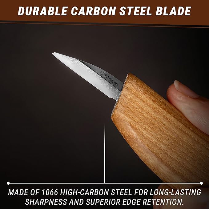 BeaverCraft Wood Carving Detail Knife C15 1.4" Whittling Knife for Detail Woodcarving Craft Knife - Chip Carving Knife Wood Carving Tools for Beginners and Kids