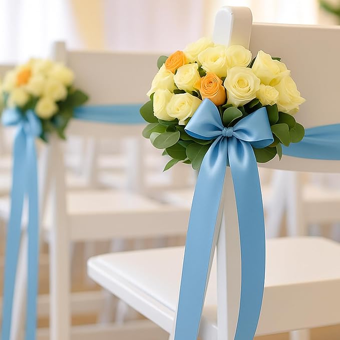 Fullive 1 1/2 Inch Sky Blue Ribbons, 30 Yards Ribbon for Gift Wrapping, Polyester Satin Ribbons for Crafts for Birthday Graduate Christmas Decorations DIY Bows Wrapping Bouquet Floral Arrangements