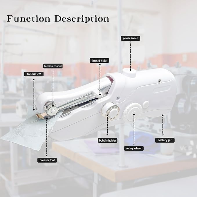 Hand-held sewing machine, mini portable fast electric sewing machine, easy for beginners and adults to use, hand-held sewing device for fast sewing is suitable for DIY home travel.