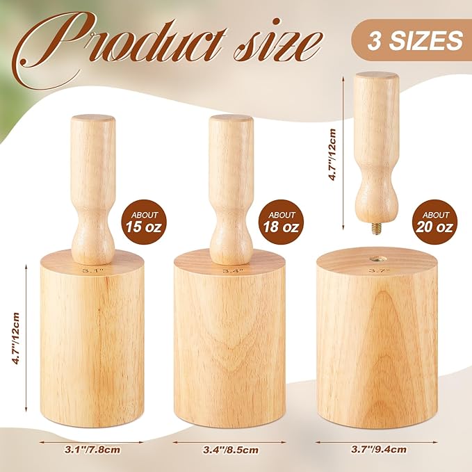 Juexica 3 Pcs Pottery Clay Molds 3 Size 3.1'', 3.4'', 3.7'' Plaster Mug Vase Tools with Removable Handle, Pottery Cup Shaping Tool Wood Slump Press Mold for DIY Ceramic Cup Mug Vase Making
