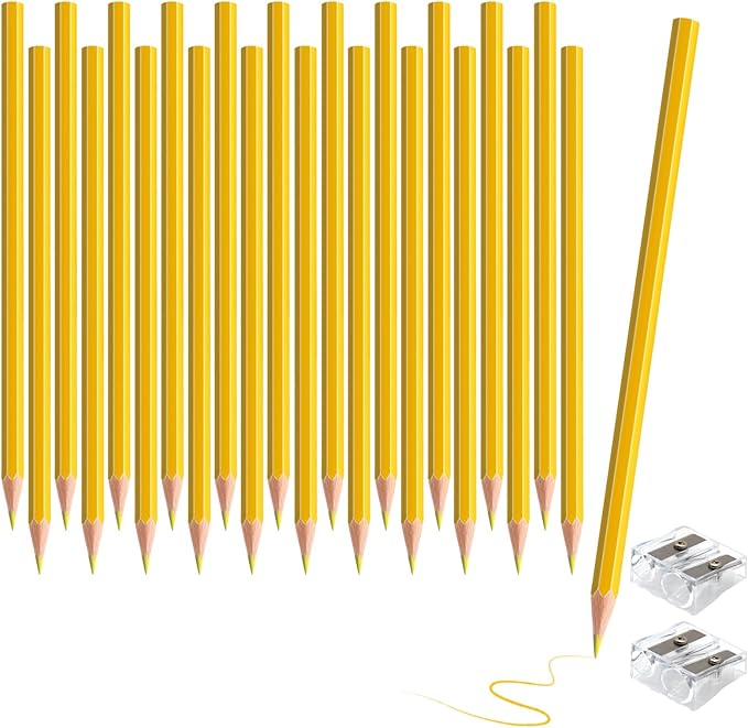24 PCS Yellow Colored Pencils, Pre-sharpened Professional Wooden Art Pencils Set for Artists Painting | Premium Drawing Sketching Supplies (Yellow)