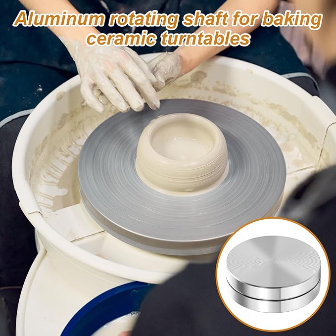 Silver Ceramic Clay Pottery Throwing Trimming Spinner Tool, 35mm Clay Ceramic Rotary Rotary Clays Tool for Professional Ceramics Making, Carving Artists and Hobbyists (35mm Diameter, 12mm Thickness)