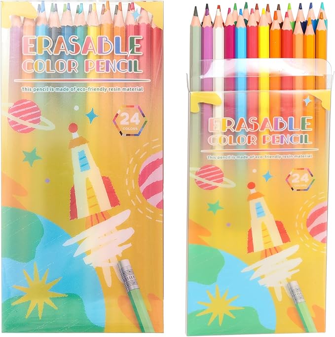 24 Pack Colored Pencils, Soft Core, 48 Count Pre-sharpened Coloring Pencils Bulk, Erasable Vibrant Colour Pencil for Painting, Drawing, Sketching, Ideal Back to School Supplies