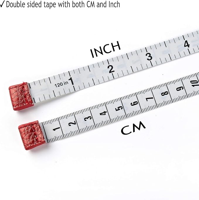 3m/120 Tape Measure Body Measuring Tape for Body Cloth Tape Measure for Sewing Fabric Tailors Medical Measurements Tape Dual Sided Leather Tape Measure Retractable (Red, 1 Pack)