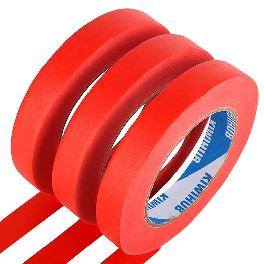 Red Painters Tape,0.7" x 60 Yards x 3 Rolls (180 Yards Total) - Medium Adhesive Masking Tape for Painting,Labeling,DIY Crafting,Decoration and School Projects