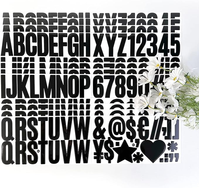 400 Pcs 24 Sheets Large Letter Mailbox Stickers 2.5 Inches Black Alphabet Number Self Adhesive Sticker for Bulletin Board, Classrooms, Scrapbooking, Poster Board, Wall Vinyl Stick On Letter