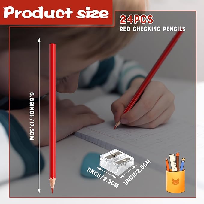 24 PCS Red Colored Pencils, Pre-sharpened Professional Wooden Art Pencils Set for Artists Painting | Premium Drawing Sketching Supplies (Red)