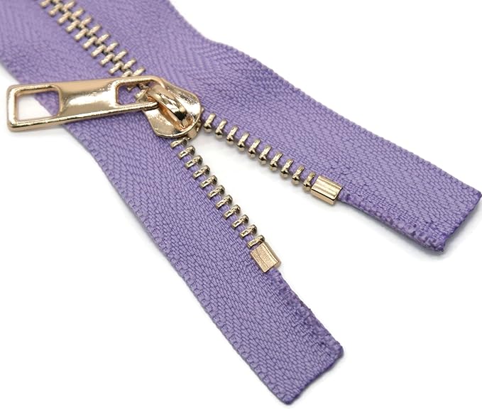 #5 Gold Metal Zipper - 50+ Colors - 3 PCS - (4-14 inches) Sizes - Luxury Lightweight Handcraft Metal Zippers with pulls for Purses Bags Pockets Shoes Sewing & Crafts DIY ZP02237