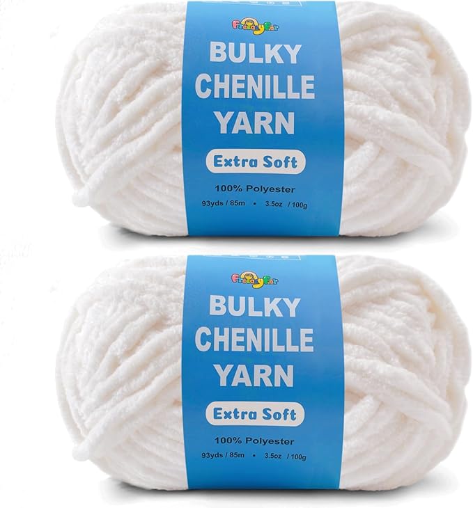 Soft Velvet Yarn Chenille Yarn for Crocheting and Knitting – Bulky (93 Yards/100g) - Polyester - Yarn for Blanket Amigurumi Weaving Crafts (Buttercream, 2 Pack)