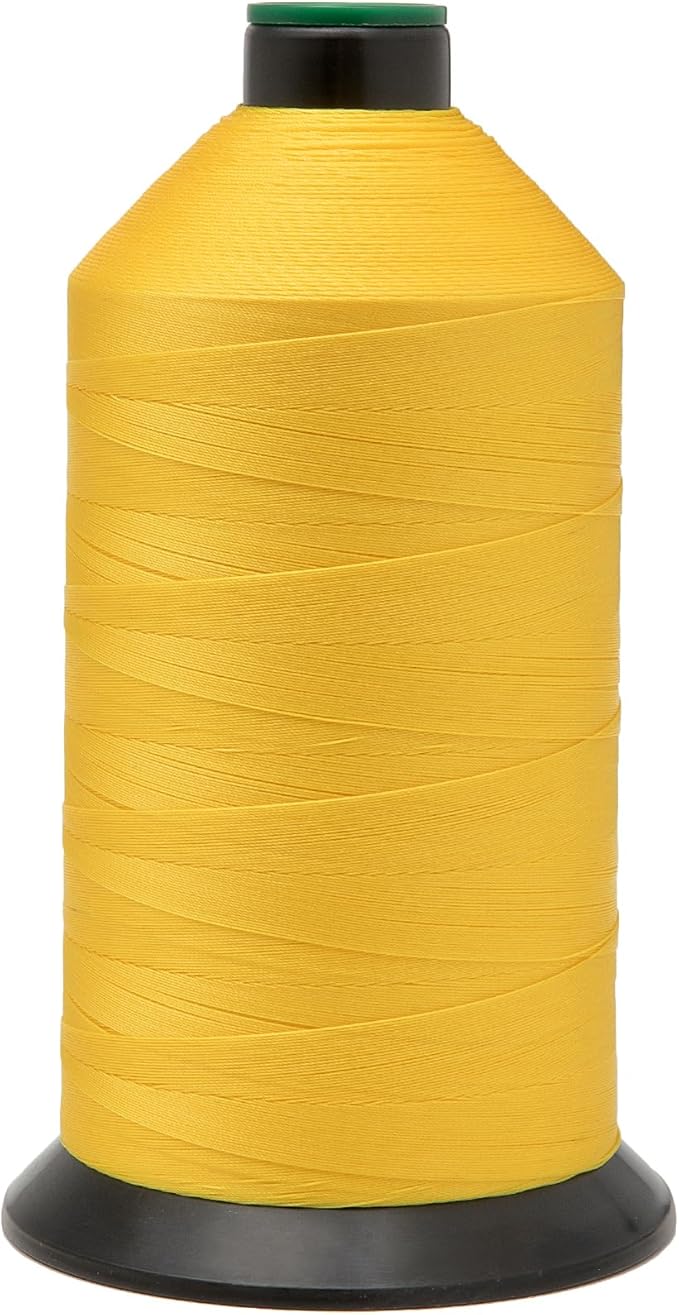 Extra Strong Bonded Nylon Thread #69 Tex70 – 16 OZ, 6000yds, Versatile Stitching Solution for Leather, Upholstery, Canvas Repair and More (Yellow)