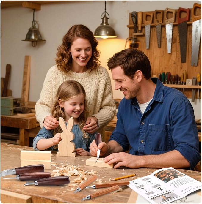 Wood Craving Kit,23Pcs Wood Craving Tools Include 4PCS Carving Knives,5PCS Detail Knives, 9PCS Blocks, Cut-Proof Gloves,Packaging, Beginner’s Guide,Whittling Kit for Kids and Adults Beginners.