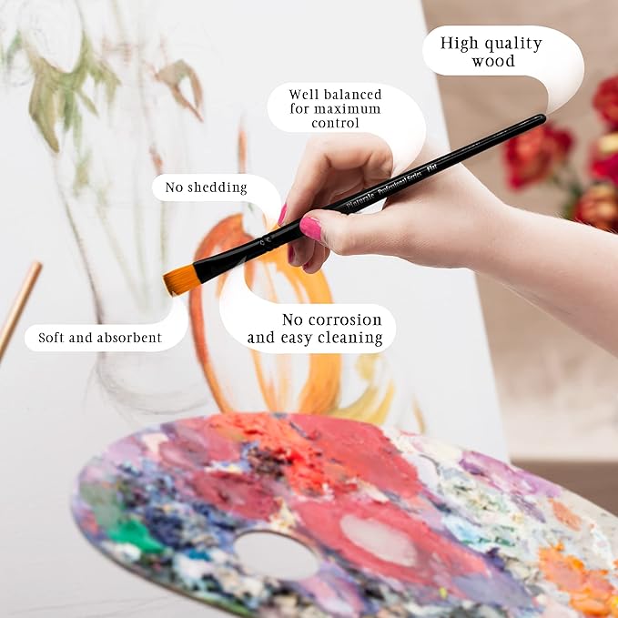 Set of 12 Acrylic Paint Brushes Professional | Acrylic & Oil Masters | Oil Painting Brushes | Handmade Paint Brush Set for Acrylic Painting