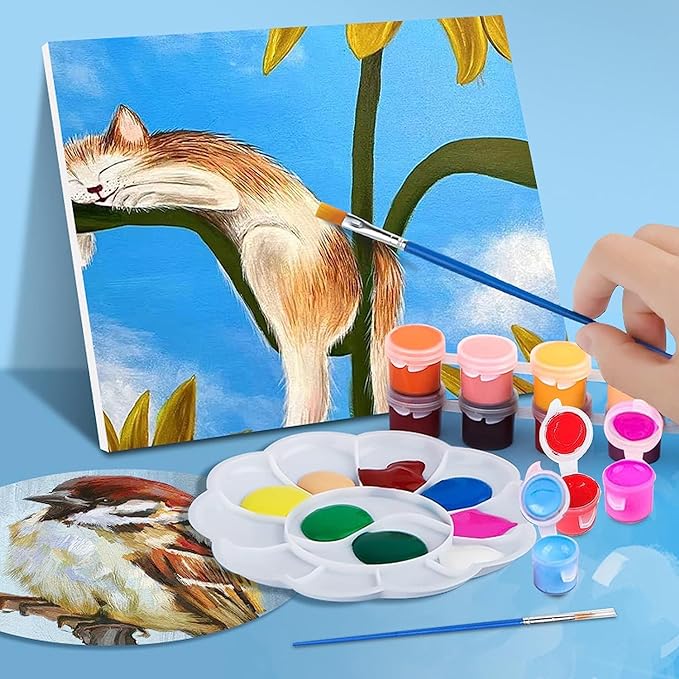 420 Pcs Washable Acrylic Paint for Kids Arts and Crafts, 30 Gouache Watercolor Paint Sets of 12 Colors for Party Classroom Painting Supplies, 30 Flat and 30 Pointed Brushes