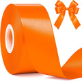 Fullive 1 1/2 Inch Fall Ribbon, 30 Yards Orange Ribbons for Gift Wrapping, Polyester Solid Satin Ribbon for Flower Bouquet for Birthday Thanksgiving Halloween Decorations DIY Bows Floral Arrangements