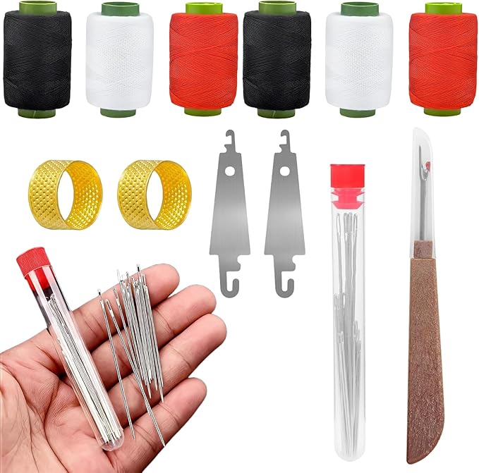 Big Eye Steel Sewing Needles Kit, 37PCS Sewing Tool Set Stainless Steel Sewing Needle Kit, Stainless Steel Hand Sewing Needles, Portable DIY Hand Made Craft Set,for Handcraft Lovers (37PC-1Set)