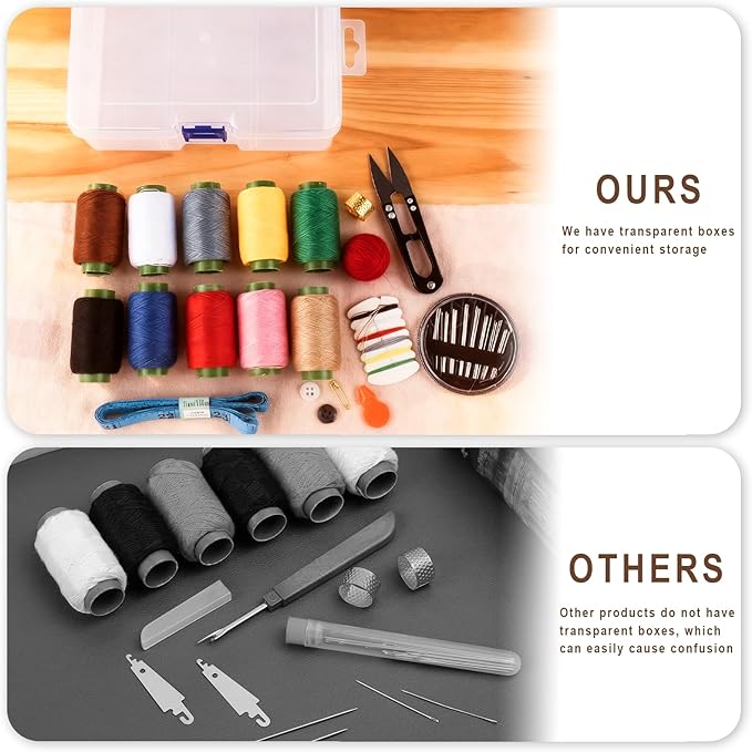 OGNWFUNK 41PCS Big Eye Steel Sewing Tool Set – Needle and Thread Repair Kit with Threader, Stainless Steel Hand Sewing Needles, Practical Sewing Kit for Adults, Home, DIY, and Travel Use