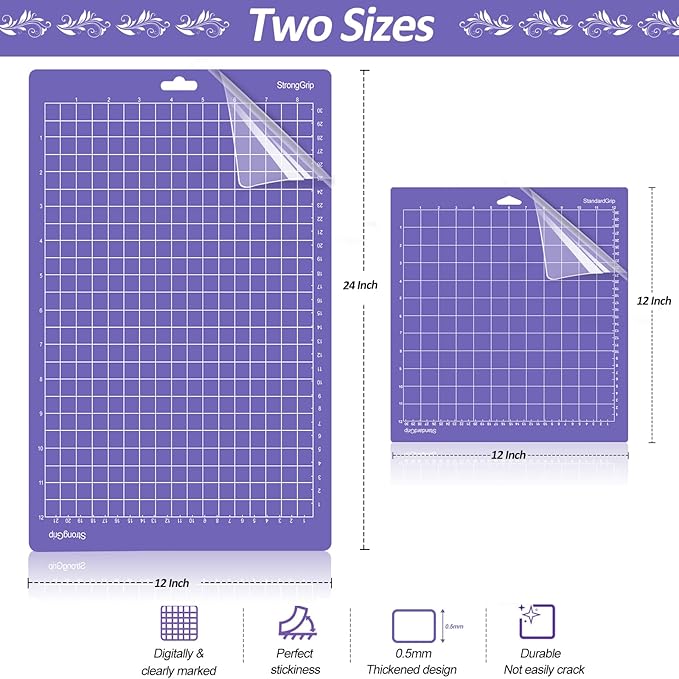 6PCS Cutting Mats Compitable with Explore Air 2/Air/One/Maker 3/Maker 3PCS 12x24 Sticky Mats Long 3PCS 12x12 Cricket Mats & Blades Standard Grip Light Grip Strong Grip Variety Pack Mats Accessories