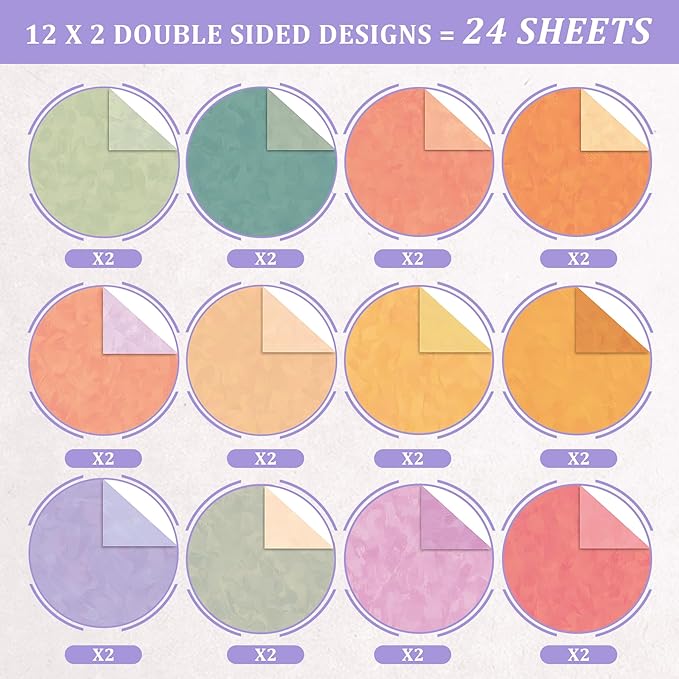 Scrapbook Paper 12x12 - 24 Sheets/24 Designs Double-Sided Textured Craft Paper, Summer Scrapbooking Paper for Scrapbook Supplies Junk Journals Card Making Origami Photo Album, Warm Tones, Sun Glow